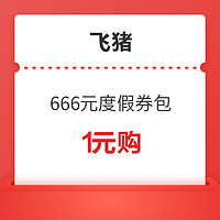 跟团游/自由行/门票等可用！飞猪666元暑假度假优惠券包 