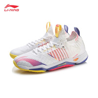 LI-NING 李宁 突袭四代羽毛球鞋男士专业比赛运动鞋训练缓震透气快速启动 男款AYAT017-1白色 43.5