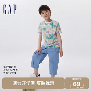 Gap 盖璞 男童夏季2023新款LOGO创意运动短袖T恤670413儿童装休闲上衣