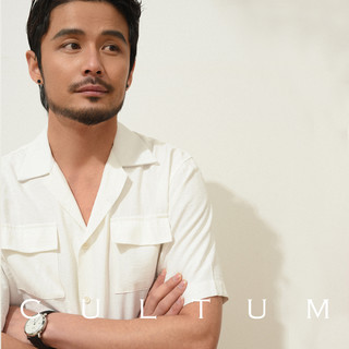 CULTUM 夏季高级感古巴领衬衫男短袖韩版宽松休闲半袖港风口袋衬衣