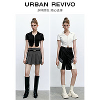 URBAN REVIVO UR2023女装百搭短款宽松拉链薄开襟衬衫UWV232030