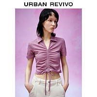 URBAN REVIVO UR2023夏季新款女装休闲辣妹风抽绳短款紧身薄款短袖T恤UWL432182