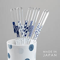 黑卡会员：日本进口透明筷子和风印花餐具防霉防滑尖头筷家用公筷树脂筷子