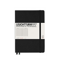 LEUCHTTURM1917 灯塔经典中开横格笔记本硬封皮商务日记本手帐送礼办公学习记事本300612黑色A5 249页