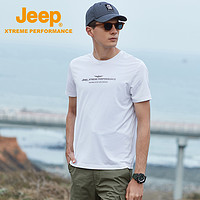 Jeep 吉普 吉普户外运动男士短袖纯色圆领透气艾草抗菌T恤休闲跑步上衣