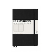 LEUCHTTURM1917 经典中开点格笔记本硬封皮商务日记本手帐送礼办公学习记事本329398黑色A5 249页