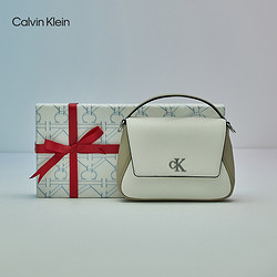 Calvin Klein 卡尔文·克莱 CK女包金属字母翻盖可拆卸肩带手提单肩斜挎包小方包