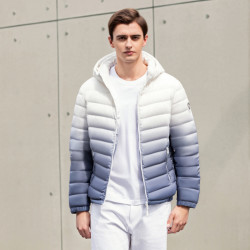 bosideng波司登轻薄轻便纯色拉链连帽短款男式羽绒服