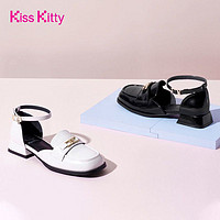 Kiss Kitty KissKitty女鞋时尚方头制服鞋一字带乐福鞋低跟中空鞋