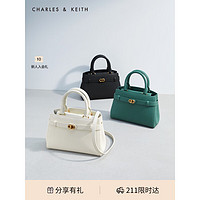 CHARLES & KEITH CHARLES&KEITHCK2;-50160102女士金属扣带饰手提凯莉包 Cream奶白色