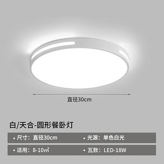 志高（CHIGO）卧室灯led吸顶灯现代简约圆形客厅灯具书房阳台餐厅灯饰广东中山 白色天合φ30cm高亮白光18W