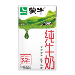 mengniu蒙牛全脂纯牛奶250ml18盒浓醇营养每100ml含32g蛋白质礼盒装
