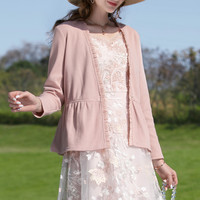 I BELIEVE YOU 艾蓓怡 2023春季新款法式小香风短外套女开衫收腰显瘦