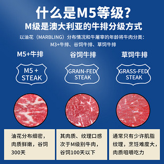肉鲜厨师 安格斯M5谷饲上脑原切牛排1000g 澳洲进口雪花牛肉