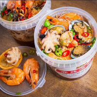 鱼斗蟹超大桶网红新鲜即食香辣罐装鲜活捞汁麻辣小海鲜八爪鱼龙虾尾鱿鱼 麻辣捞汁海鲜桶1kg*1桶
