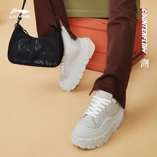 LI-NING 李宁 漾CF溯|休闲鞋夏季板鞋面包鞋厚底增高多巴胺帆布鞋运动鞋女