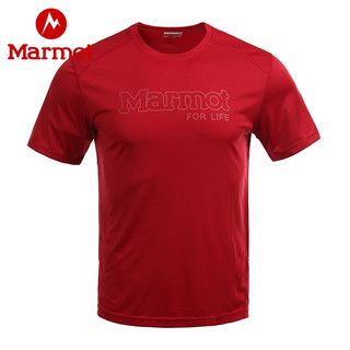 Marmot 土拨鼠 特价清仓Marmot土拨鼠男士圆领印花logo速干透气排汗运动短袖T恤