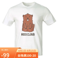 ROCK CLOUD 岩云春夏新款男士运动休闲T恤衫户外圆领透气轻薄半袖上衣T恤 白色080 S
