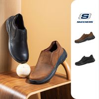 SKECHERS 斯凯奇 休闲鞋四季男鞋新款柔软质感舒适一脚蹬商务皮鞋204182