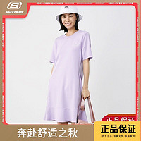 SKECHERS 斯凯奇 连衣裙春夏时尚休闲短袖连衣裙女荷叶边鱼尾裙L221W017