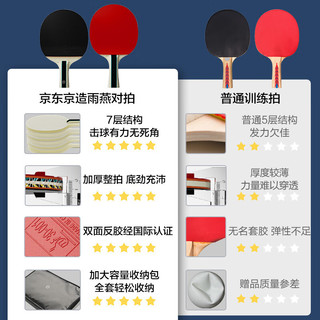 京东京造 雨燕一星乒乓球拍双拍2只装直直对拍训练套装双面反胶1星 直直板