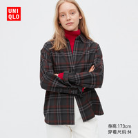 优衣库新升级 女装法兰绒格纹衬衫(宽松剪裁 格子外套叠穿)453560