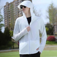 户外工地冰丝防晒衣男女夏季防嗮外线轻薄款透气凉钓鱼防晒服外套 白色