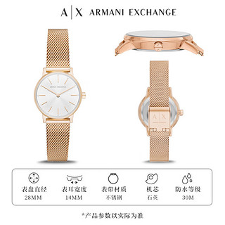 Armani Exchange 阿玛尼（ARMANI EXCHANGE）手表女士 满天星玫瑰金石英欧美腕表AX7121