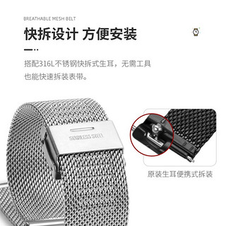 IIano 绿巨能 适用dw手表带男女钢带米兰编织不锈钢透气表链36/40mm表盘系列 玫瑰金 20mm适用于40宽度表盘