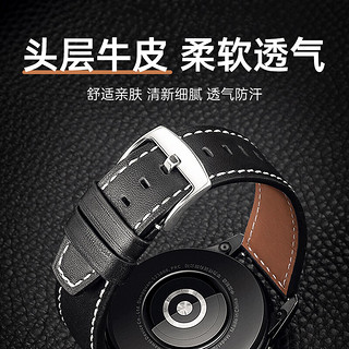 码仕 适用华为手表表带watch3/GT4/3/2/pro/荣耀Magic2牛皮带棕色22mm