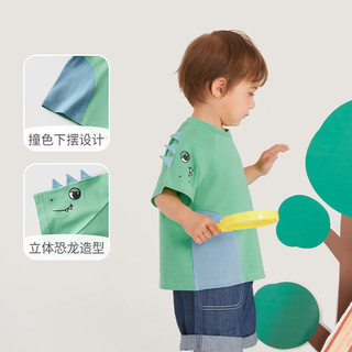 JELLYBABY宝宝夏装童装儿童运动上衣夏季男童恐龙t恤短袖 绿色 100cm