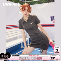 UNIFREEpolo连衣裙后背镂空蝴蝶结修身包臀裙
