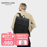 Gaston Luga 原创潮牌背包男双肩包皮大容量男女电脑包书包防水大学生通勤旅游 典雅黑16