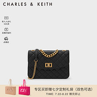 CHARLES & KEITH CHARLES&KEITH;早春新品CK2-70701136-2女士优雅菱格链条单肩包 Black黑色 S