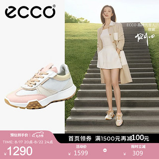 ecco 爱步 休闲鞋 2023年新款低帮简约阿甘鞋 复古跑鞋211763 彩色蜜桃粉稻黄色21176360738 38