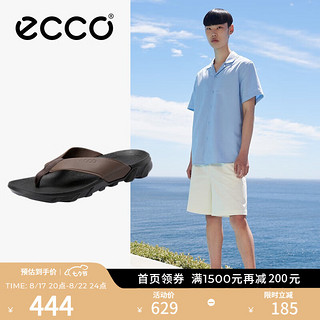 ecco 爱步 沙滩鞋 男士新品休闲潮流轻便牛皮人字拖 驱动801804 可可棕80180401482 43