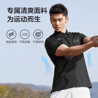 京东京造 运动polo衫吸湿速干 夏季商务短袖T恤男 黑色M