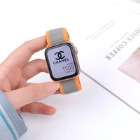 岚亨适用iwatch8表带尼龙回环式苹果手表se表带apple watch表带 灰橙 适用iwatch1/2/338mm