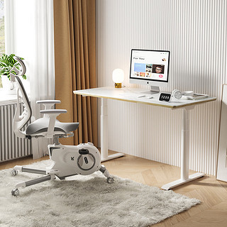 乐歌智能家居 E6电动升降办公书桌 双电机银灰色桌腿 白色桌板1.2*0.6m