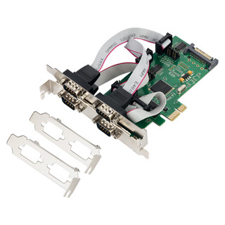 乐扩 PCI-E转4口RS232串口卡银行金融带TTL电平1针9针供电