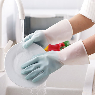 千屿 家用手套轻薄长款pvc清洁加厚耐用洗衣厨房洗碗手套2双