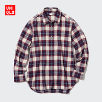 优衣库 女装 法兰绒格子衬衫(长袖衬衣外套叠穿)455457 UNIQLO