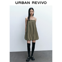 UR2023秋季新款女装高阶纯欲木耳边褶皱吊带蓬蓬连衣裙UWL730042