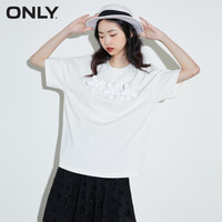 ONLY 奥莱夏季宽松设计感立体花朵短袖T恤女