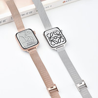 KEZTNG 适用苹果手表表带applewatch9表带iwatch8/7/6手表带SE新款小蛮腰5/4金属卡扣腕带49/45mm男女商务米兰替换带