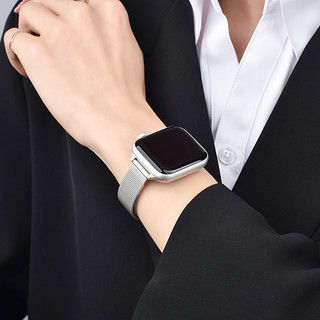 KEZTNG 适用苹果手表表带applewatch9表带iwatch8/7/6手表带SE新款小蛮腰5/4金属卡扣腕带49/45mm男女商务米兰替换带