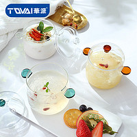TQVAI 华派 玻璃炖盅高硼硅耐高温汤盅家用燕窝隔水炖罐宝宝蒸鸡蛋奶盅DG600