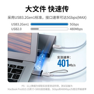 UGREEN 绿联 usb转typec转接头otg口快充适用华为苹果15数据线iPhone耳机手机转换器电脑充电宝