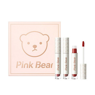 Pink Bear 皮可熊唇釉3支装水光泡泡牛仔唇泥pinkbear礼盒