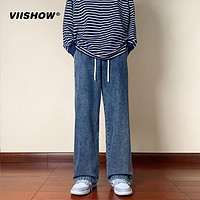 ViiSHOW 港风复古重工水洗做旧设计感宽松牛仔裤男宽松直筒休闲裤